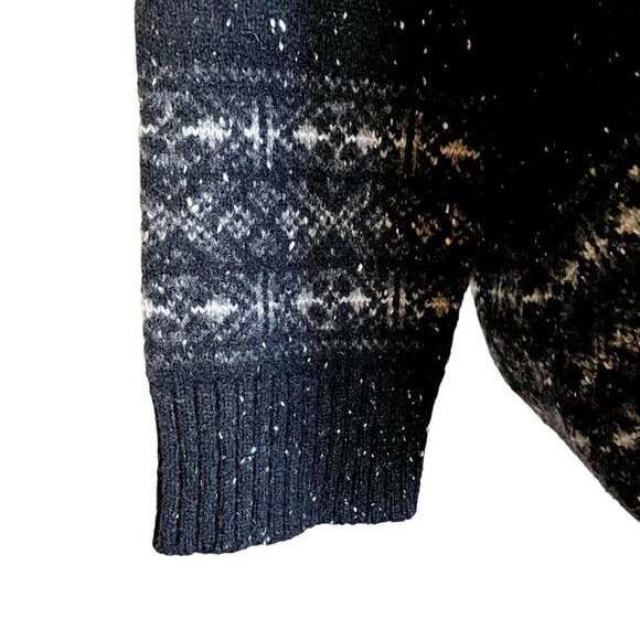 Eskandar Womens Black Tweed Fair Isle Cardigan Sweater Wool Cashmere O/S One Sz - Picture 5 of 9